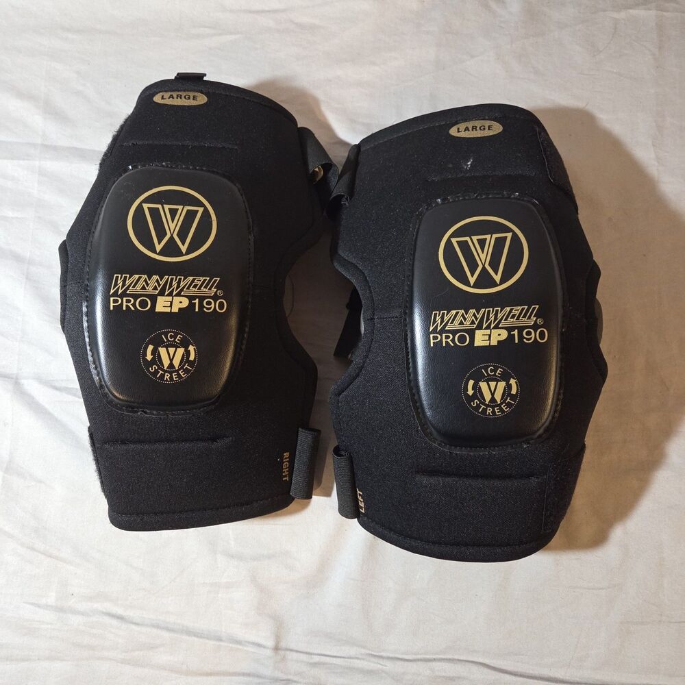Winnwell Pro 190 Elbow Pads 12” Black & Gold Vintage Street Ice Hockey